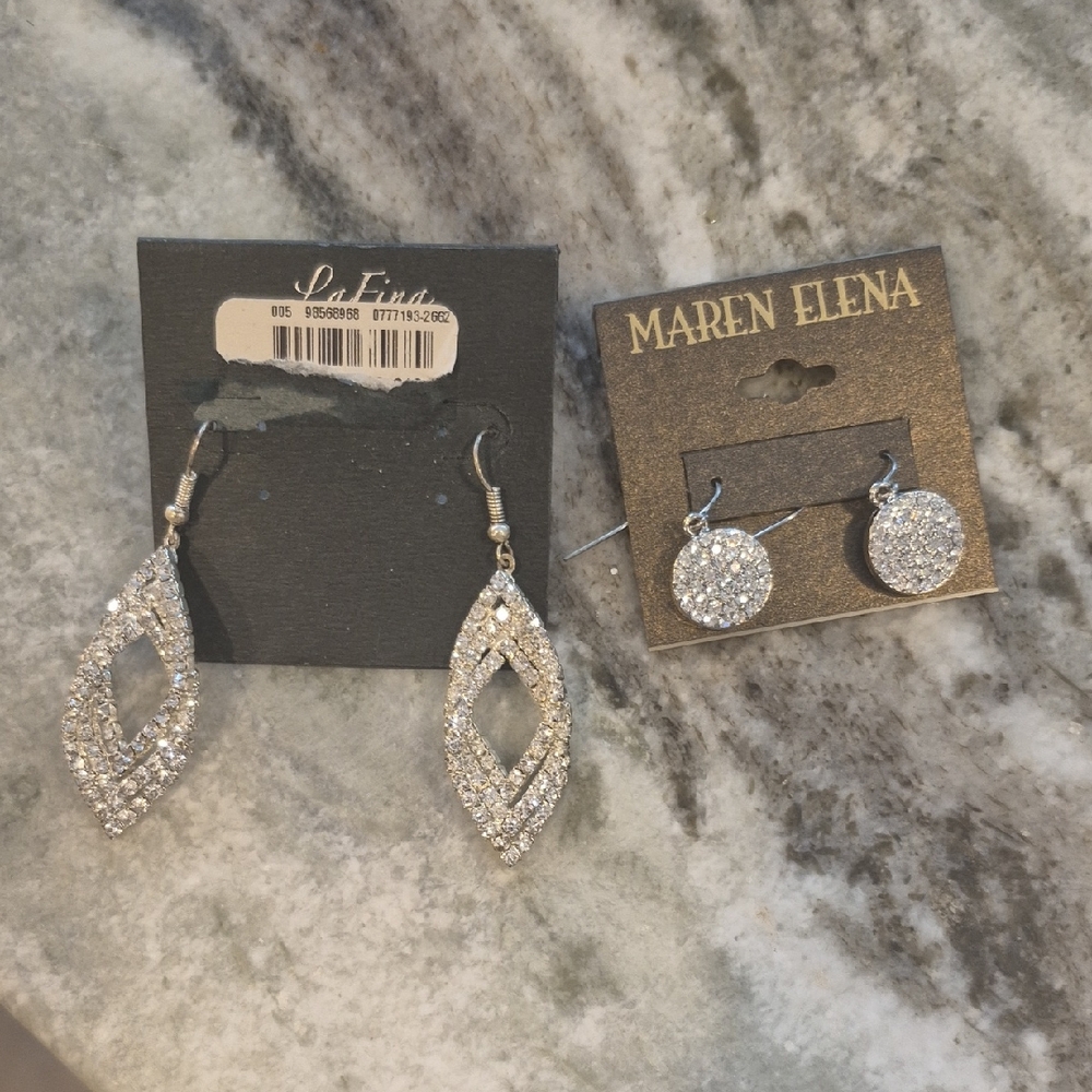 Silver Earrings Set with Chandelier and Stud Designs by